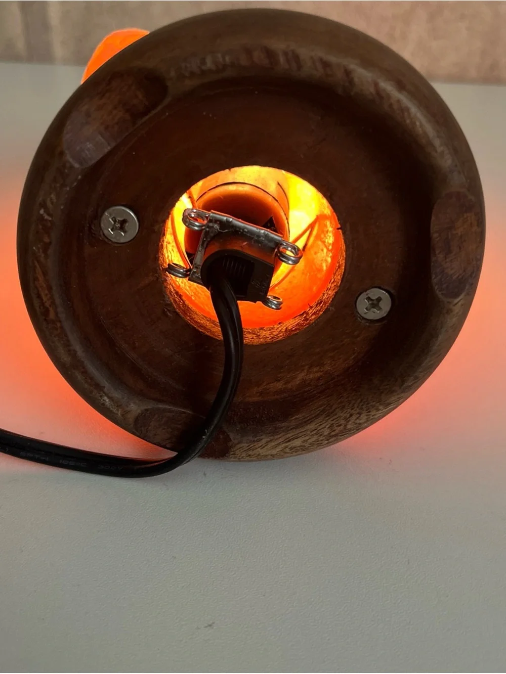 Himalayan Salt Lamp Pink Crystal Rock On Wooden Base Dimmable Switch 7” 3 Pound